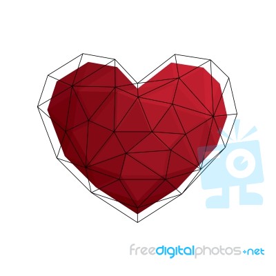 Heart Love Polygon Geometric Thin Line Flat Design Icon  I Stock Image