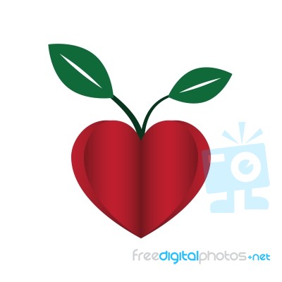 Heart Love Young Plant Flat Icon  Illustration Stock Image