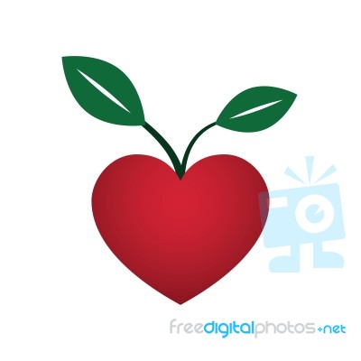 Heart Love Young Plant Flat Icon  Illustration Stock Image