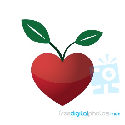 Heart Love Young Plant Flat Icon  Illustration Stock Image