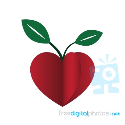 Heart Love Young Plant Flat Icon  Illustration Stock Image