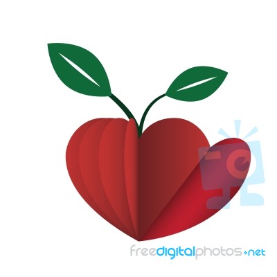 Heart Love Young Plant Flat Icon  Illustration Stock Image