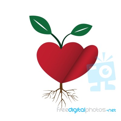 Heart Love Young Plant Flat Icon  Illustration Stock Image