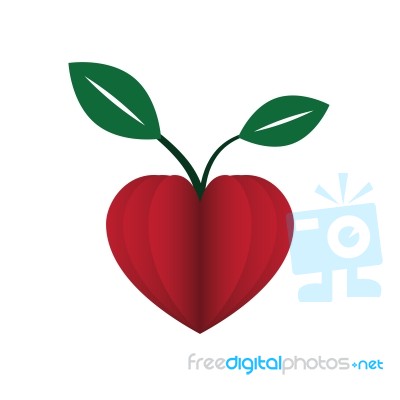 Heart Love Young Plant Flat Icon  Illustration Stock Image