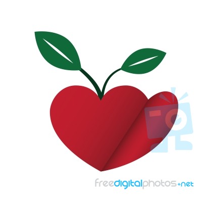 Heart Love Young Plant Flat Icon  Illustration Stock Image