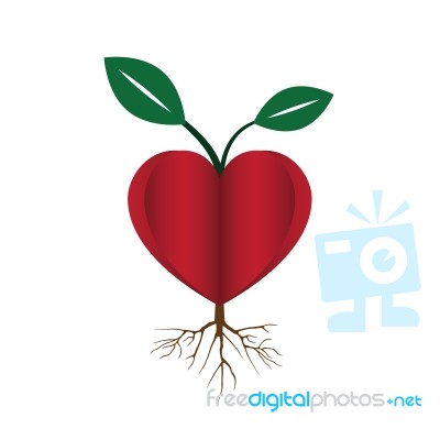 Heart Love Young Plant Flat Icon  Illustration Stock Image