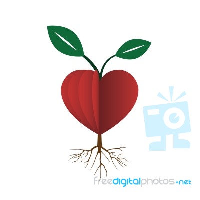 Heart Love Young Plant Flat Icon  Illustration Stock Image