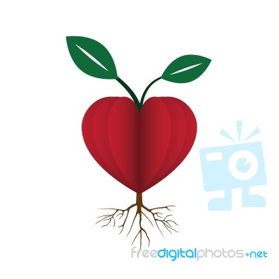 Heart Love Young Plant Flat Icon  Illustration Stock Image