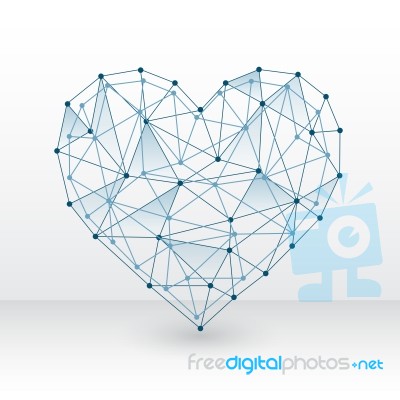 Heart Made With Connected Dots On White Background Stock Image