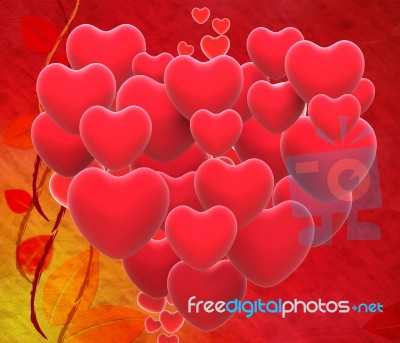 Heart Made With Hearts Shows Romantic Wedding And Marriage Stock Image