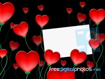 Heart Message Indicates Valentine Day And Communicate Stock Image