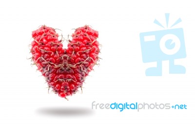 Heart Mulberry Isolated On White Background Stock Photo