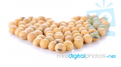 Heart Of Soy Beans Isolated On The White Background Stock Photo