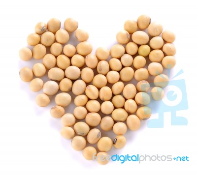 Heart Of Soy Beans Isolated On The White Background Stock Photo