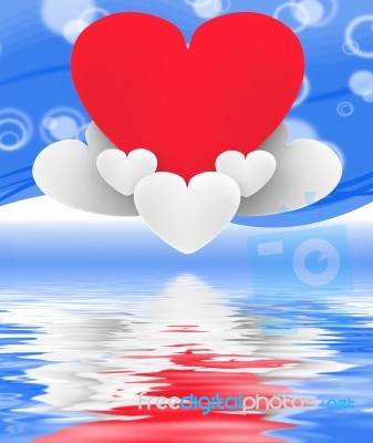 Heart On Heart Clouds Displays Romantic Imagination And Dreams Stock Image