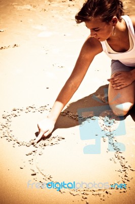 Heart On Sand Stock Photo