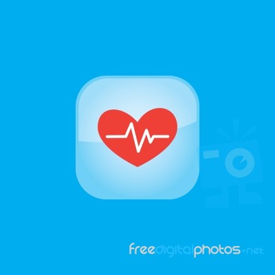 Heart Pulse Button Icon Flat   Illustration  Stock Image