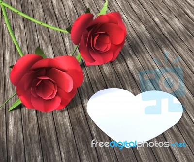 Heart Roses Indicates Valentine Day And Bloom Stock Image