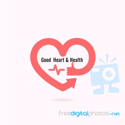 Heart Shape And Human Hand Symbol With Electrocardiogram Signal Stock Image