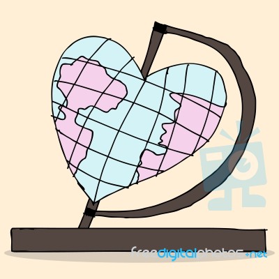 Heart Shape Globe Stock Image