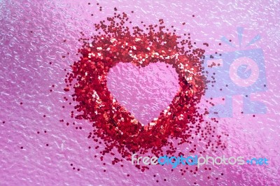 Heart Shape Inside Art Nail Sticker On Pink Background Stock Photo