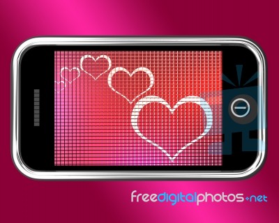 Heart Shape On Mobile Phone Stock Image