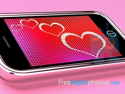 Heart Shape On Mobile Phone Stock Image