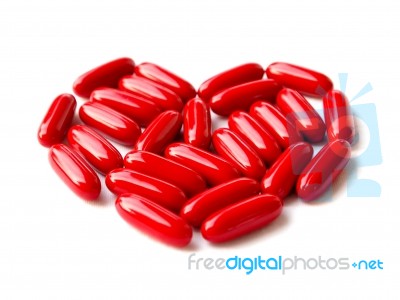 Heart Shape Pills Stock Photo