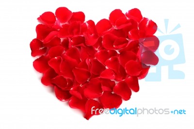 Heart Shape With Red Rose Petals Stock Photo