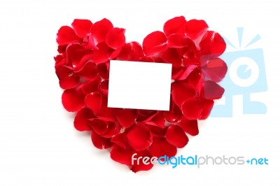 Heart Shape With Red Rose Petals Stock Photo