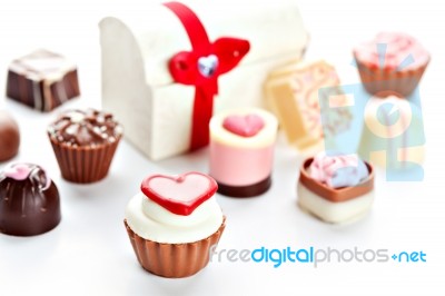 Heart Shaped Assorted Chocolate Stock Photo