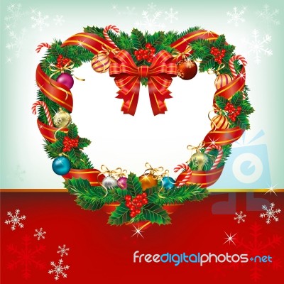 Heart Shaped Christmas Wreath Stock Image