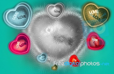 Heart-shaped Set Different Color On Abstract Background Stock Photo