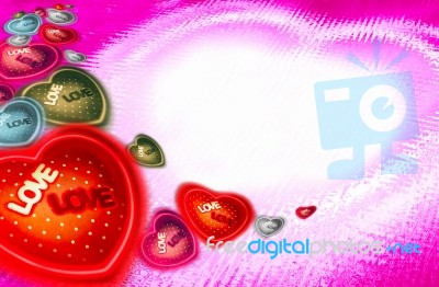 Heart-shaped Set Different Color On Abstract Background Stock Photo