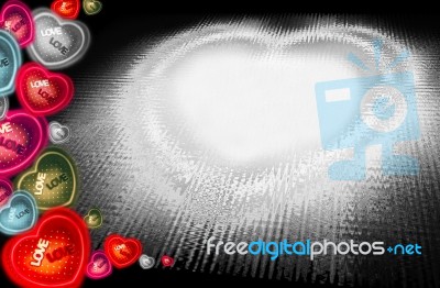 Heart-shaped Set Different Color On Abstract Black Background Stock Photo