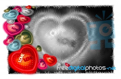 Heart-shaped Set Different Color On Abstract Black Background Stock Photo