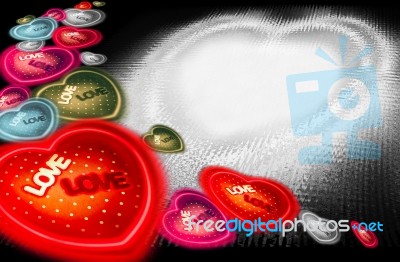 Heart-shaped Set Different Color On Abstract Black Background Stock Photo