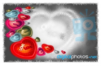 Heart-shaped Set Different Color On Abstract Grey Background Stock Photo