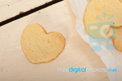 Heart Shaped Shortbread Valentine Cookies Stock Photo