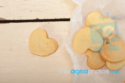 Heart Shaped Shortbread Valentine Cookies Stock Photo