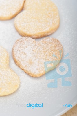 Heart Shaped Shortbread Valentine Cookies Stock Photo