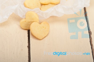 Heart Shaped Shortbread Valentine Cookies Stock Photo