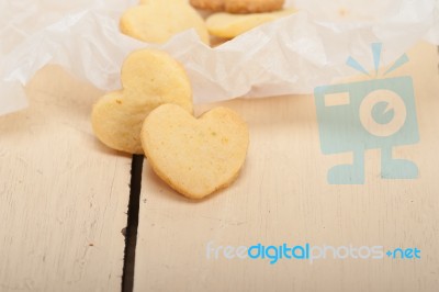 Heart Shaped Shortbread Valentine Cookies Stock Photo