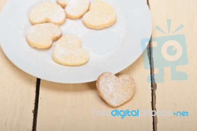 Heart Shaped Shortbread Valentine Cookies Stock Photo