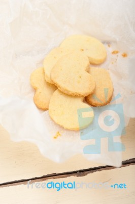 Heart Shaped Shortbread Valentine Cookies Stock Photo