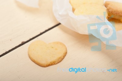 Heart Shaped Shortbread Valentine Cookies Stock Photo