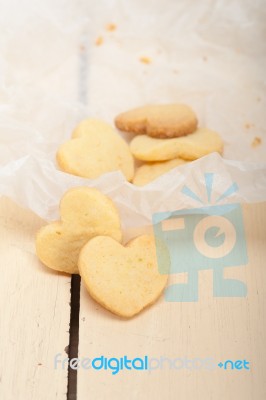 Heart Shaped Shortbread Valentine Cookies Stock Photo