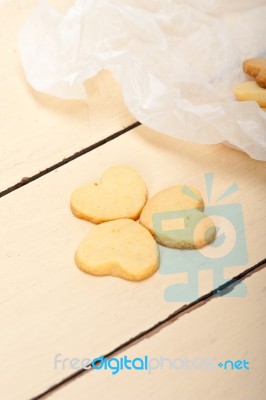 Heart Shaped Shortbread Valentine Cookies Stock Photo