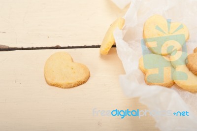 Heart Shaped Shortbread Valentine Cookies Stock Photo