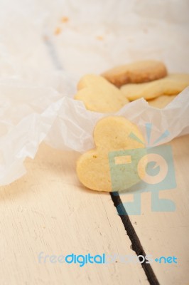 Heart Shaped Shortbread Valentine Cookies Stock Photo